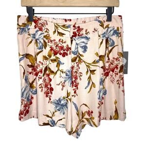 Vince Camuto Oasis Bloom Peach Bellini Floral Pleated Shorts Size 10 NWT